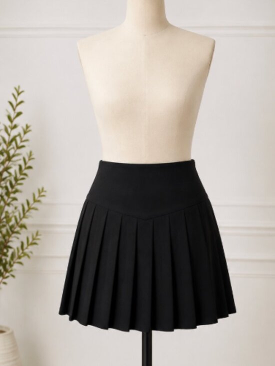 Halara Dresses & Skirts - HALARA Breezeful High Waisted A-Line Pleated Skort w/Pocket Size L - Black NWT